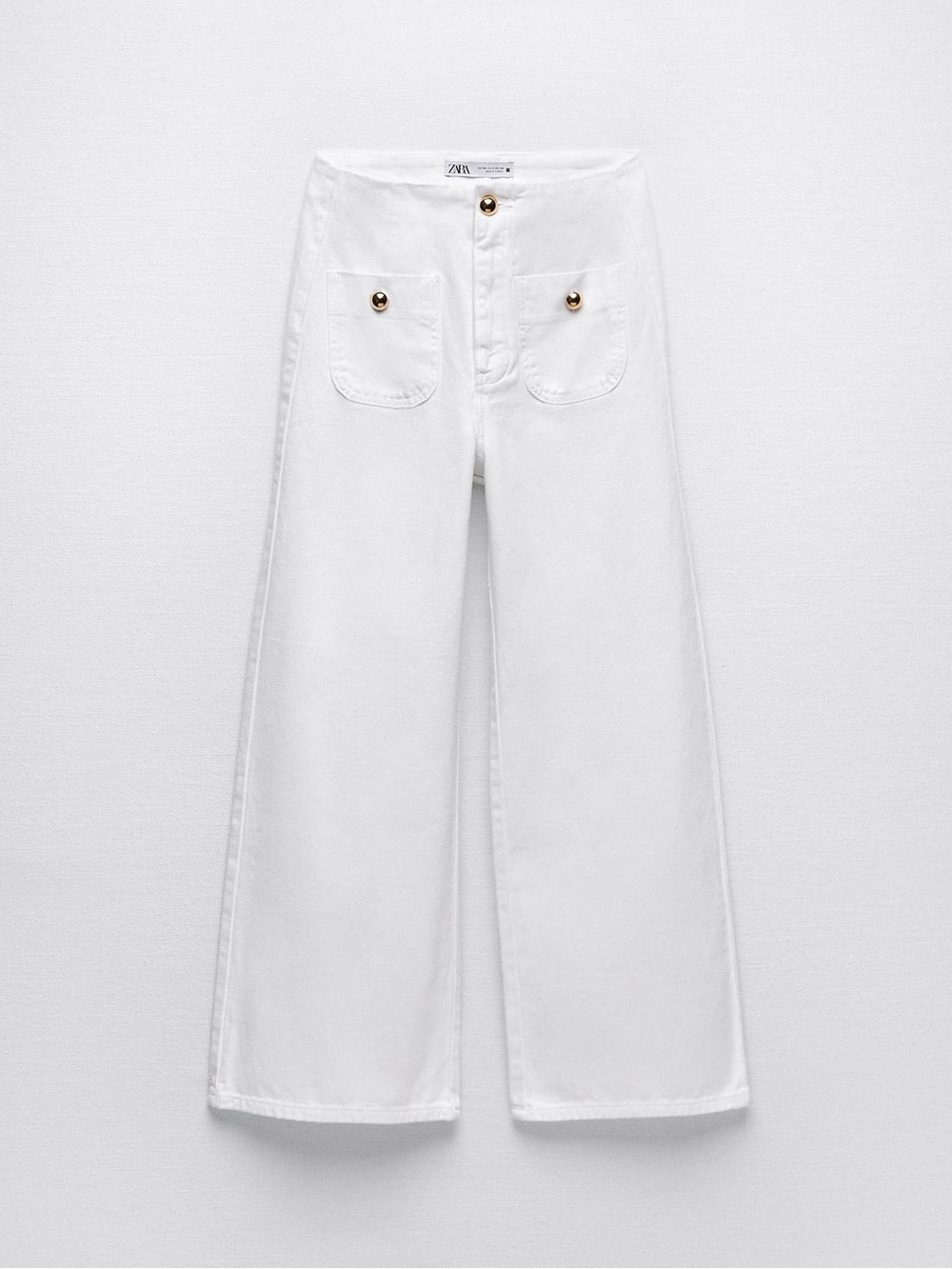 Zara White Wide-Leg Cropped Jeans